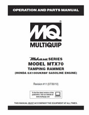 MTX70 (Series) Operation and Parts Manual